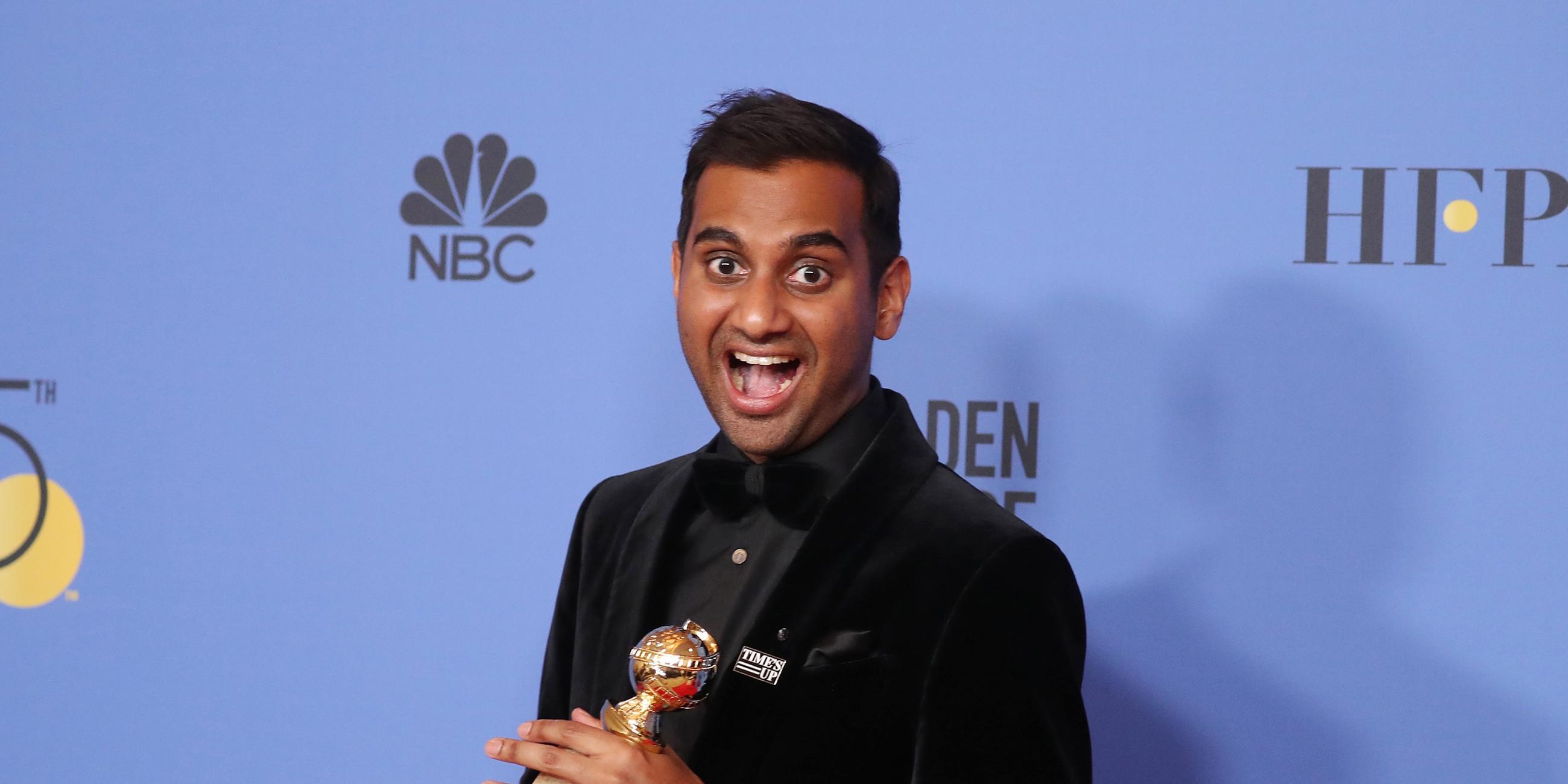  Gewinner in der Kategorie bester Darsteller TV-Serie, Musical oder Komödie: Aziz Ansari bei der 75. Golden Globe Verleihung in Beverly Hills
