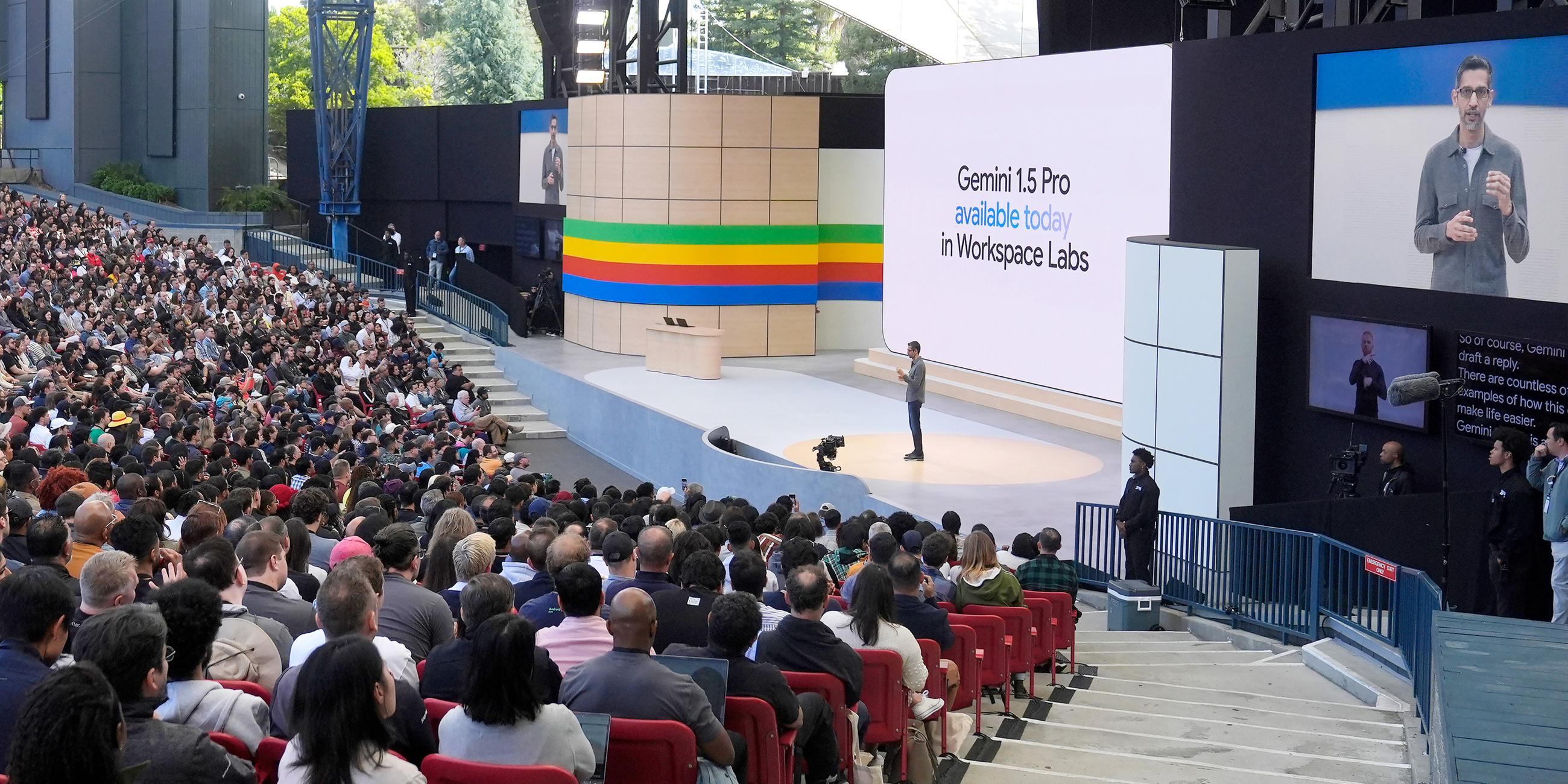 Alphabet CEO Sundar Pichai spricht während des Google I/O events in Mountain View am 14.05.2024