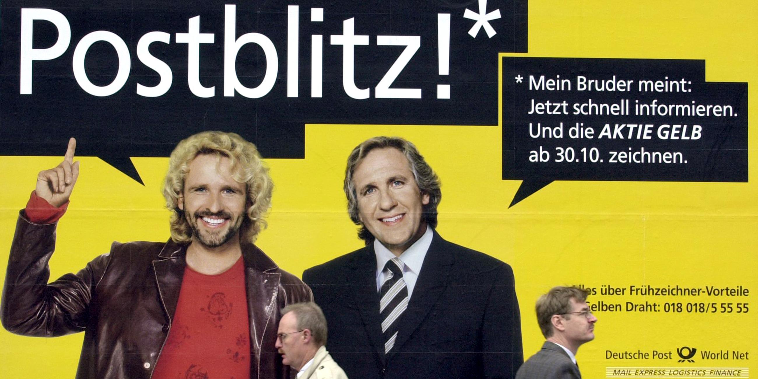 Thomas Gottschalk auf einem Werbeplakat mit seinem Bruder Christoph.
