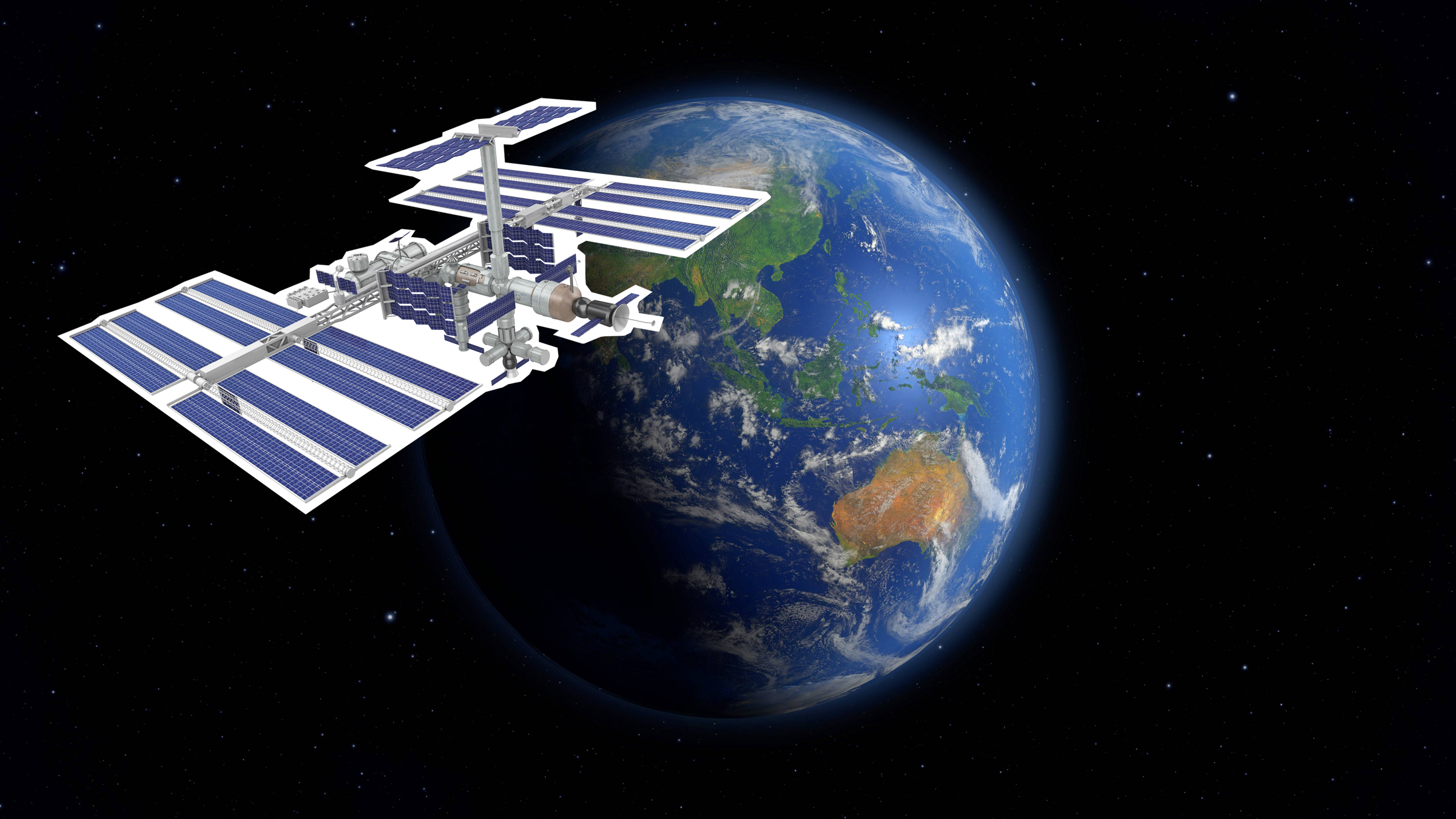 Grafik ISS, Erde aus Weltall