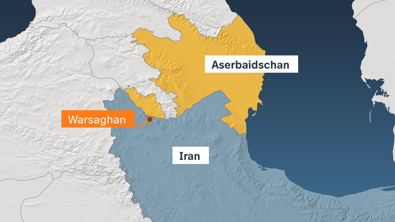 Die Karte zeigt die Grenzregion zwischen Iran und Aserbaidschan, wo ein Helikopter mit dem iranischen Präsidenten wohl abgestürzt ist.