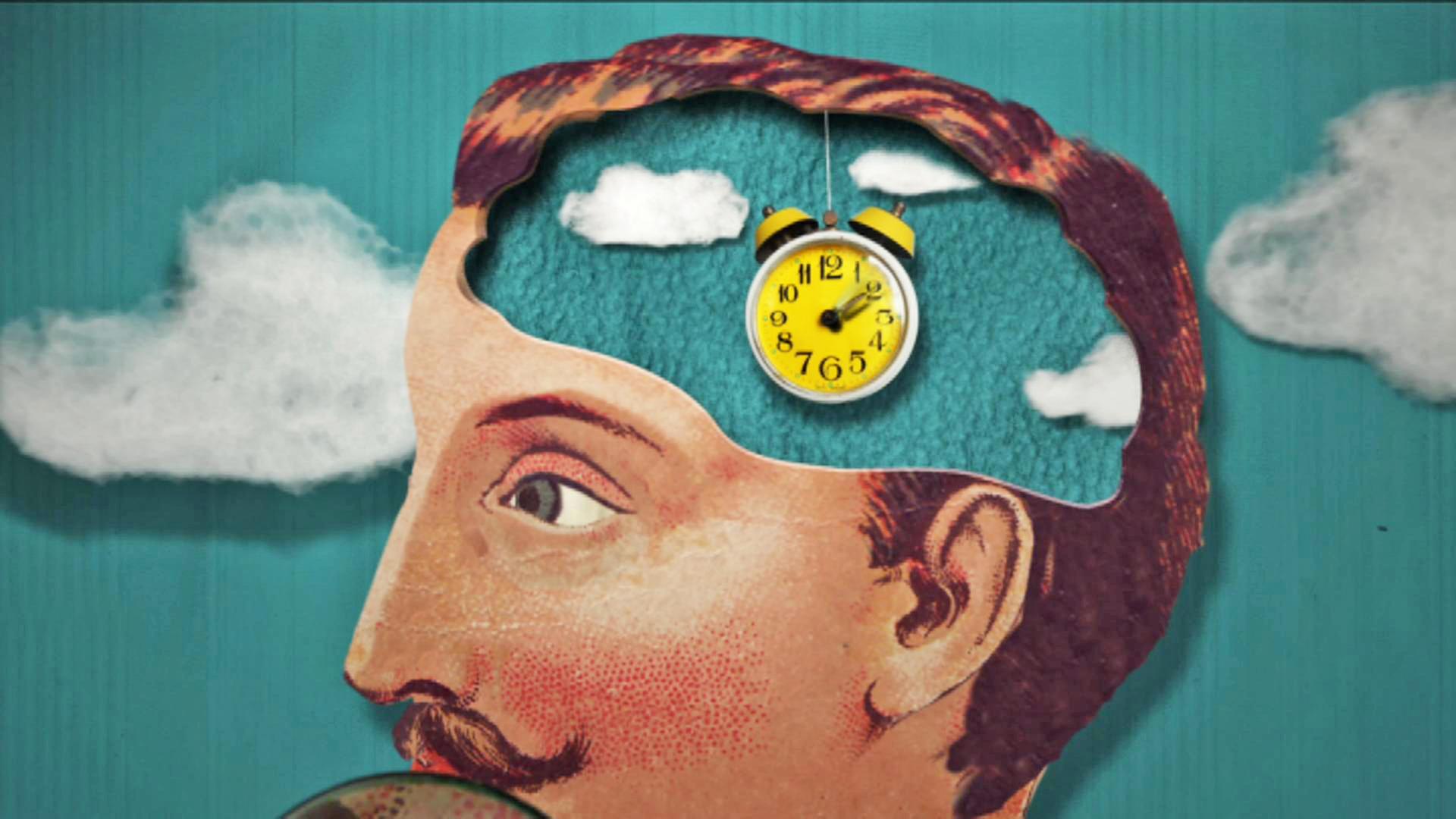 Grafik: Kopf mit innerer Uhr