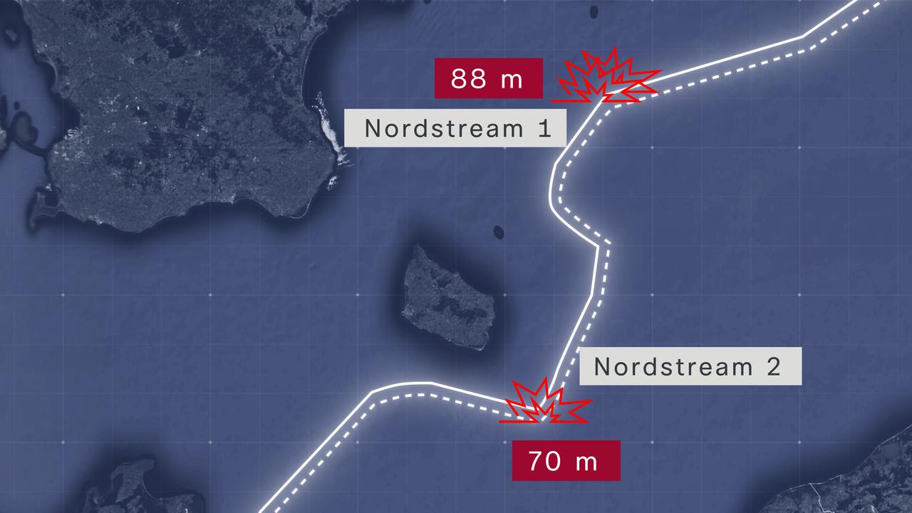 Grafik: Die Nord Stream- Explosionsstellen