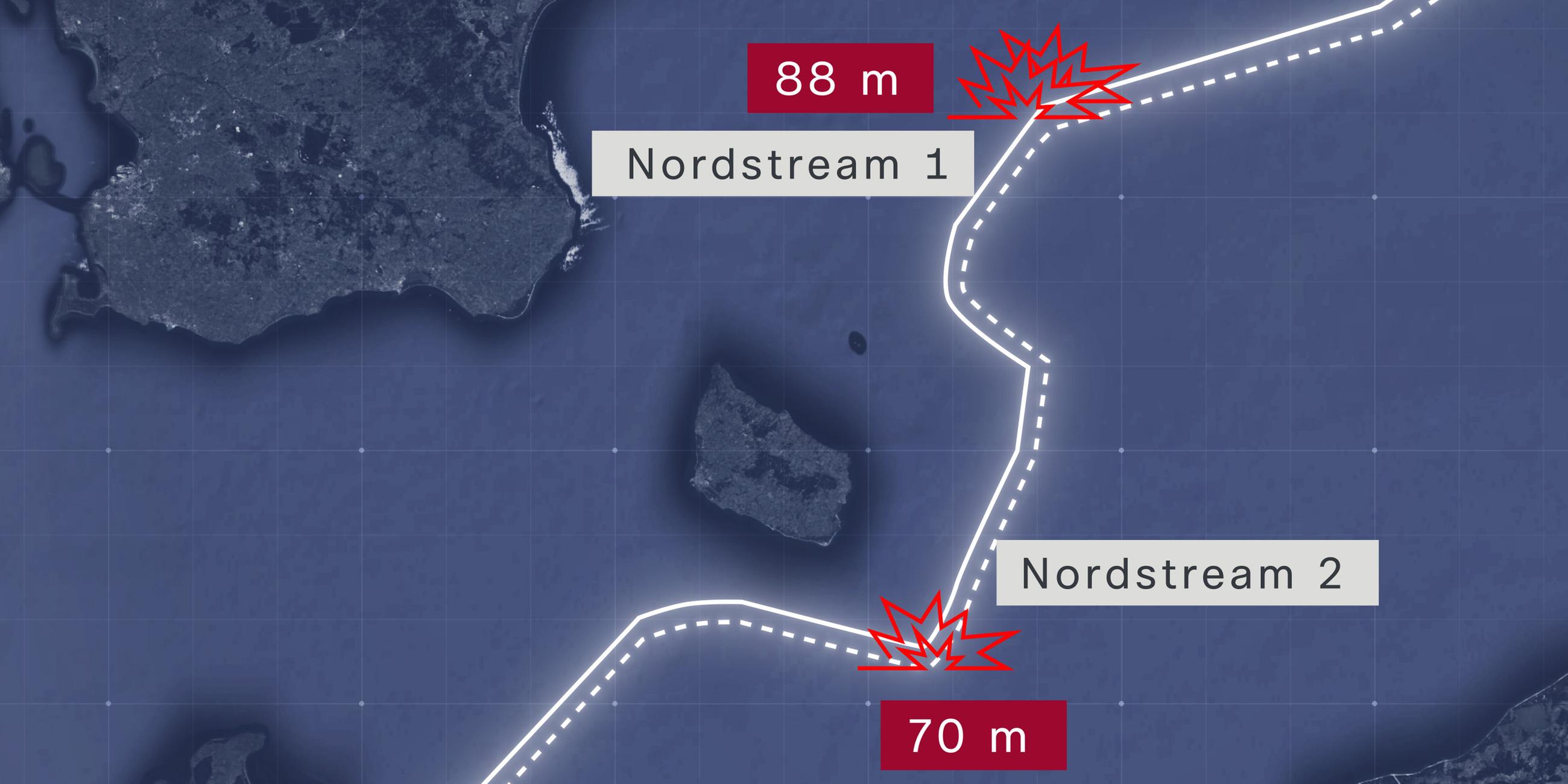 Grafik: Nordstream Explosionsstellen