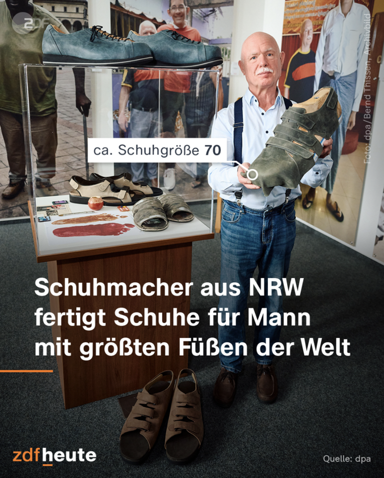 Grafik: Schuhmacher aus NRW fertigt Schuhe für Mann mit größten Füßen der Welt