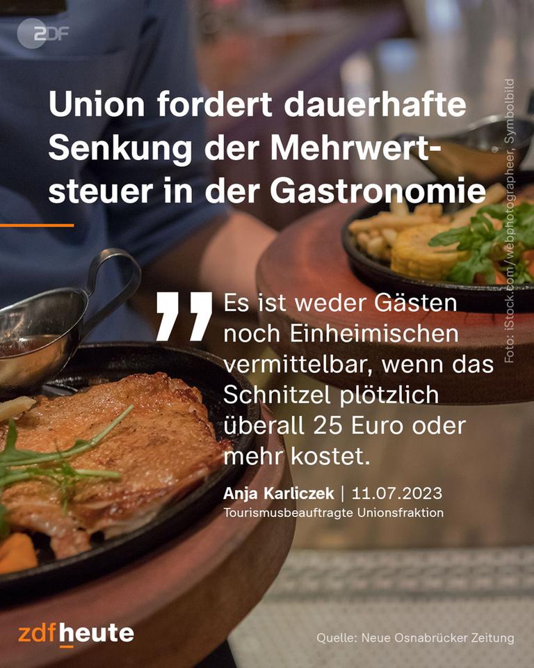 Grafik: Union fordert dauerhafte Senkung der Mehrwertsteuer in der Gastronomie