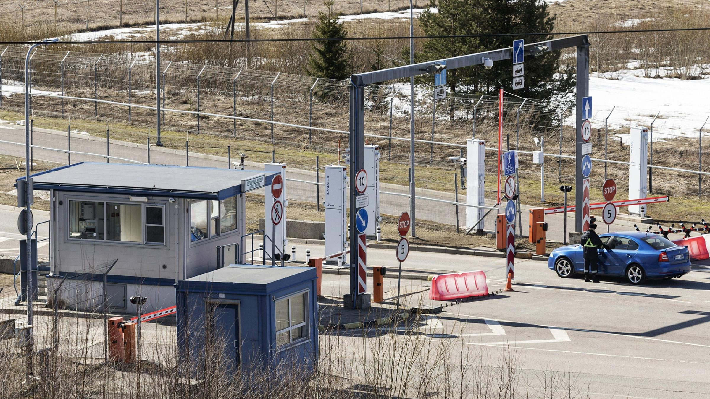Der russische Grenzübergang an der finnisch-russischen Grenze in Imatra im Südosten Finnlands am 14.04.2023.