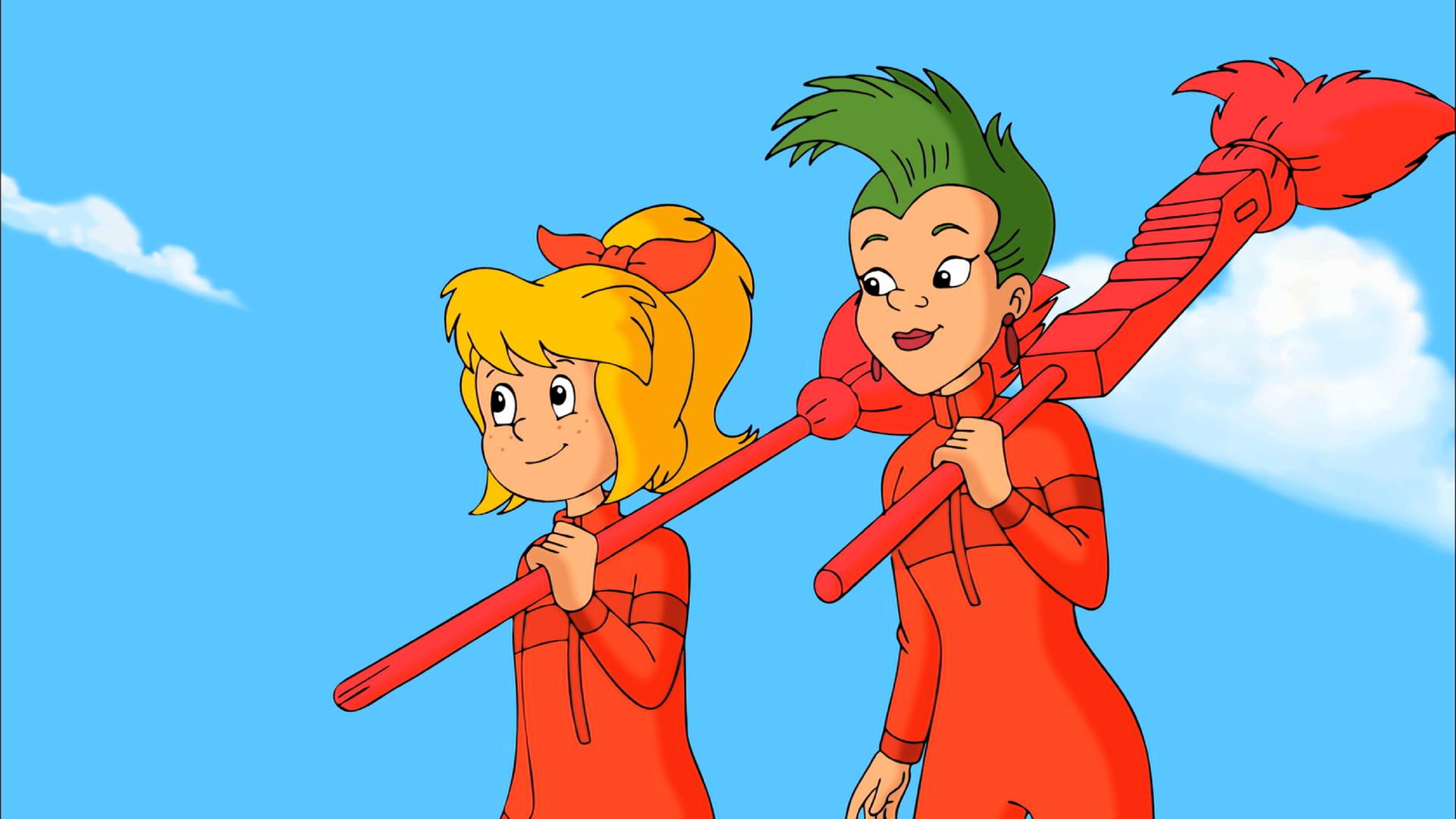 Bibi und Schubia nehmen am großen Besenrennen teil.