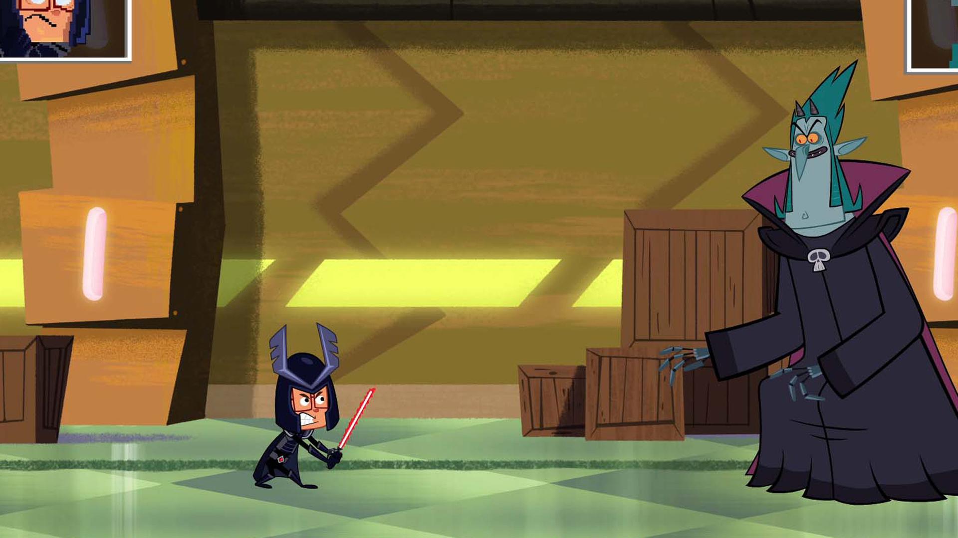 In der neuen Superrüstung nimmt Marcus es mit Vipkrad auf.