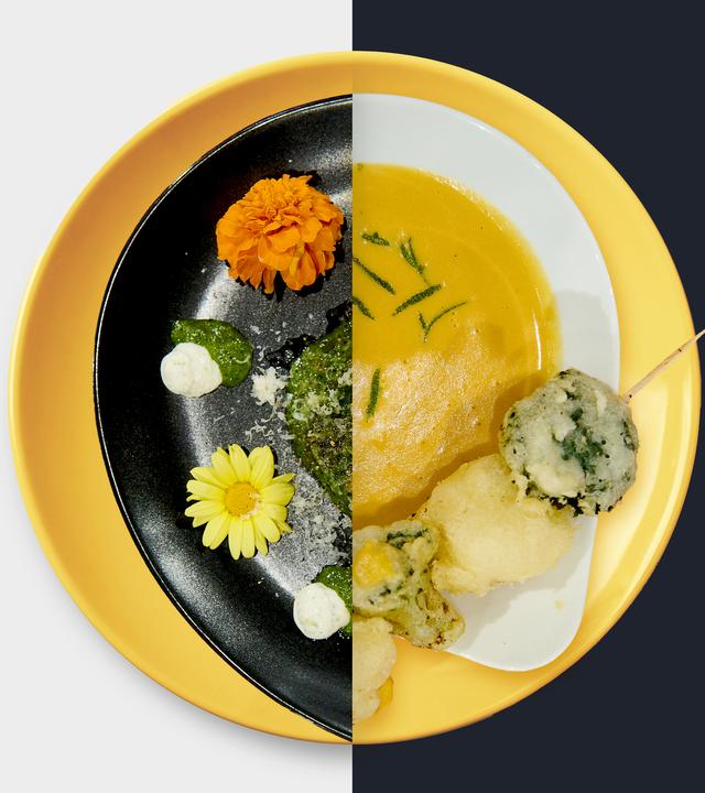 Grüne Pasta-Rose vs. Süßkartoffel-Kokos-Suppe