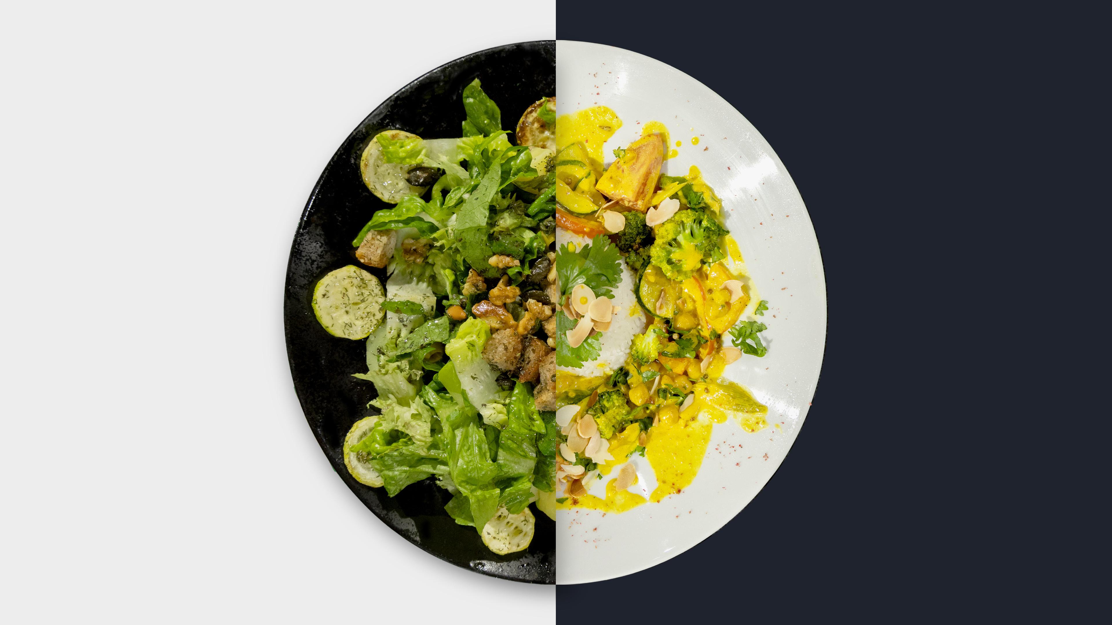 Grüner Salat vs. Gemüsecurry