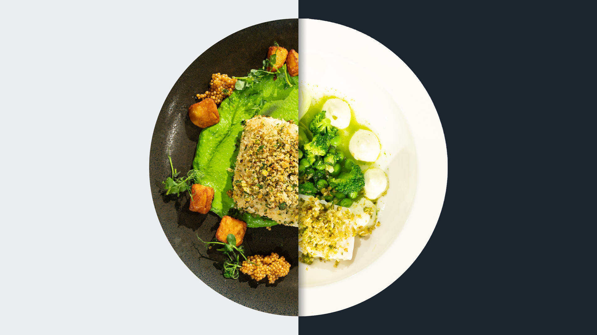 Grünkohl-Creme vs. Pochierter Kabeljau