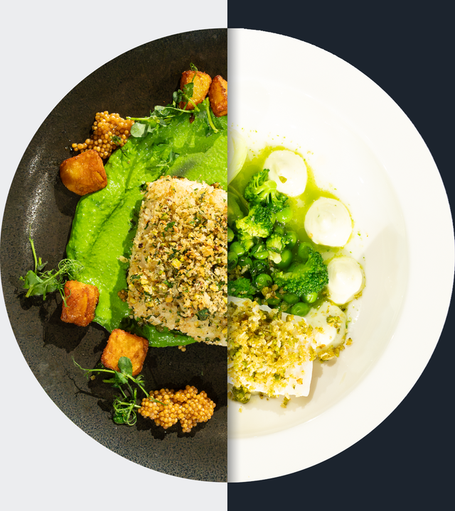 Grünkohl-Creme vs. Pochierter Kabeljau