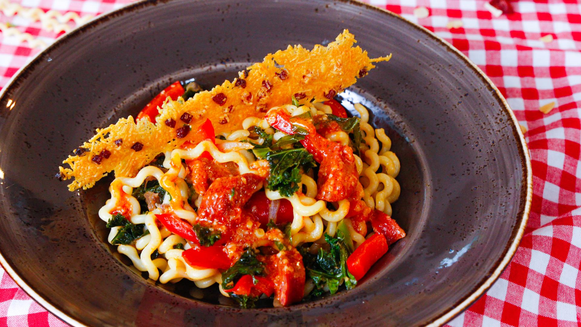 Grünkohl-Pasta mit Chorizo