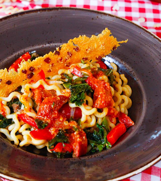 Grünkohl-Pasta mit Chorizo