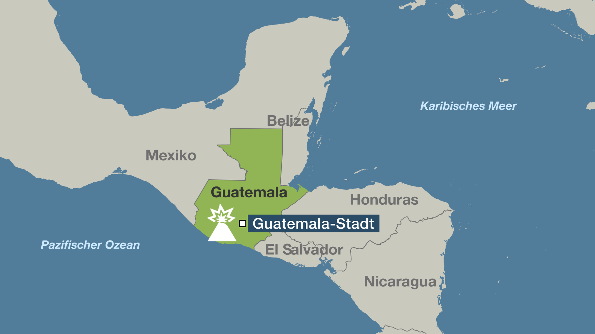 Karte: Guatemala - Guatemala-Stadt - Volcán de Fuego