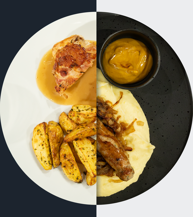 Hähnchen-Involtini vs. Kräuterbratwurst