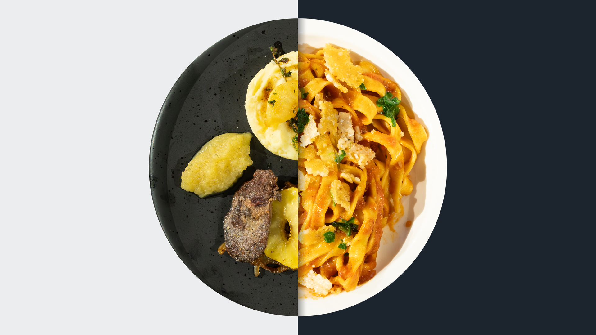 Hähnchenleber mit Apfelkompott vs. Tagliatelle mit Tomatensauce