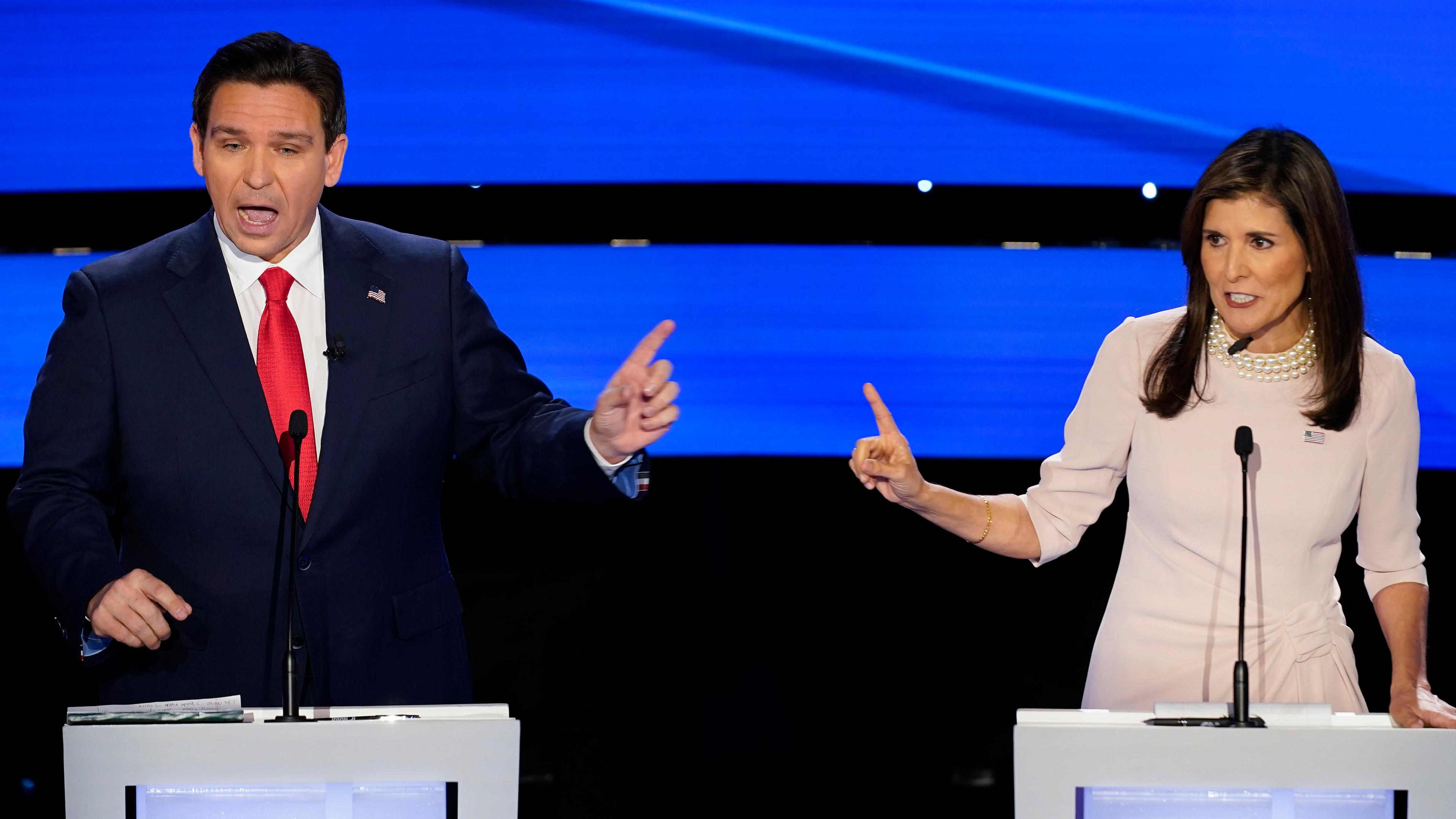 Nikki Haley und Ron DeSantis beider TV-Debatte am 10.1.2024
