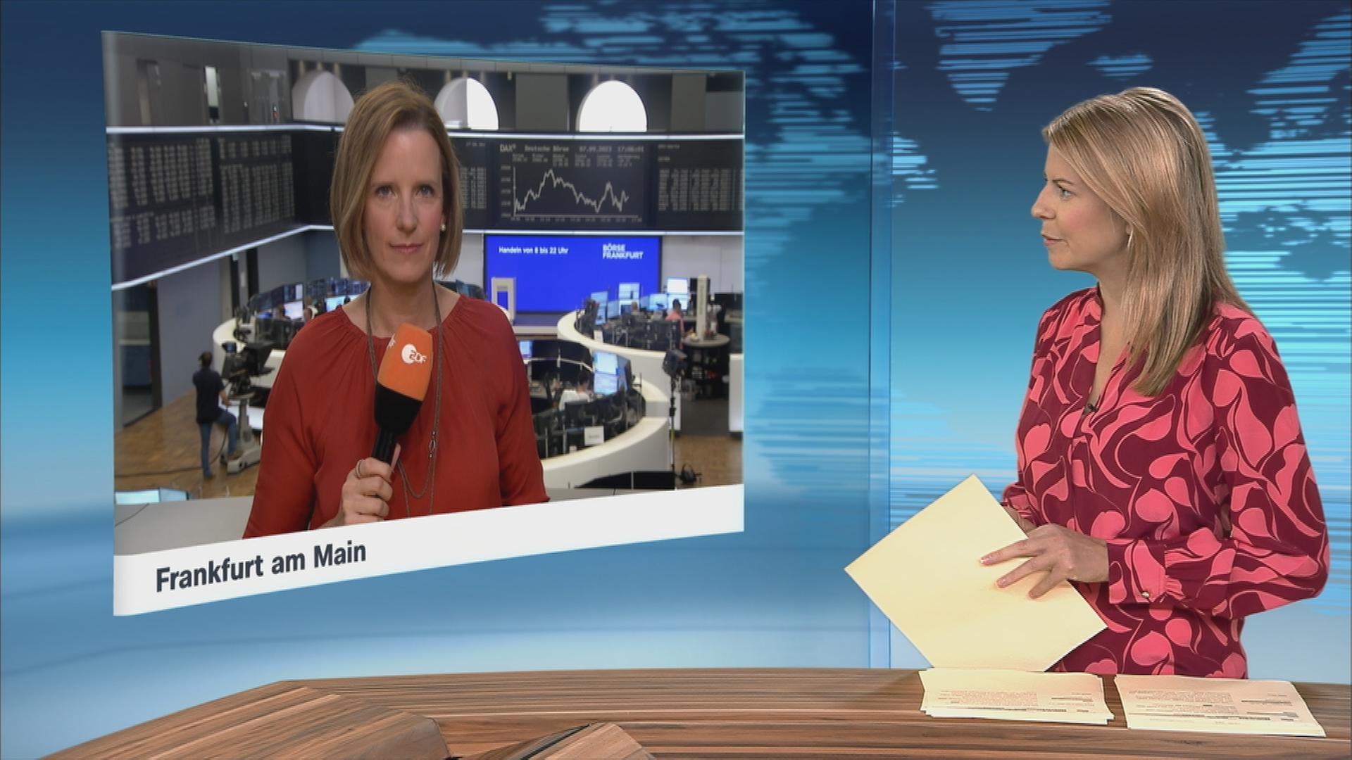 ZDF-Börsenexpertin Valerie Haller im Gespräch mit Moderatorin Sara Bildau.