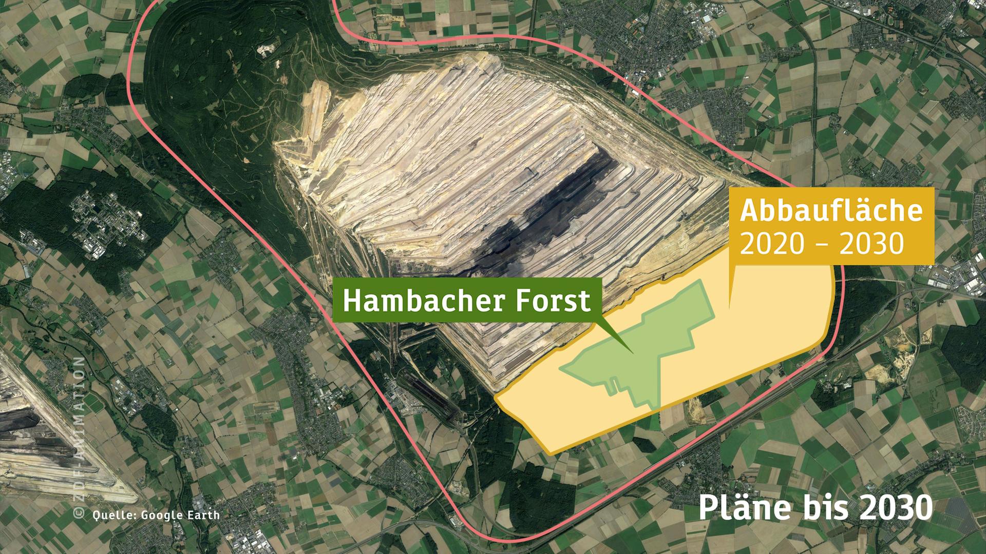 Grafik: Hambacher Forst - Pläne bis 2030