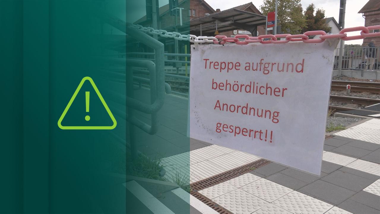 Gesperrte Treppe am Buchener Bahnhof