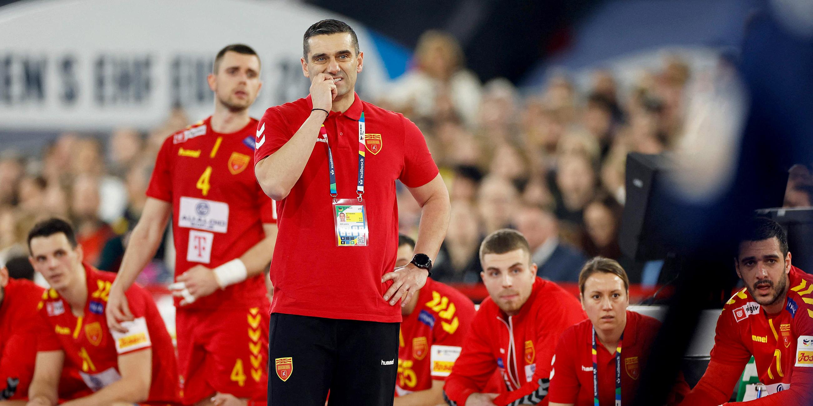 Nordmazedoniens Trainer Kiril Lazarov beim EM-Auftakt gegen Frankreich.