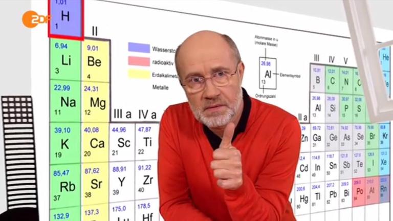 Harald Lesch vor Periodensystem der Elemente