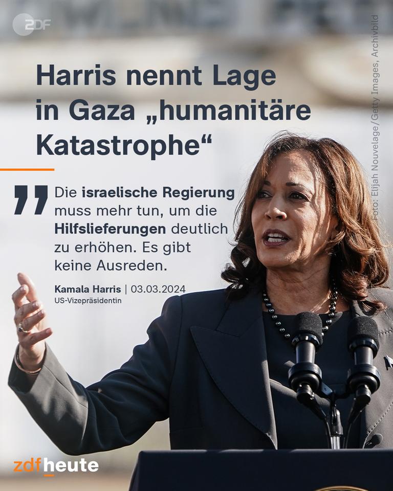 Harris nennt Lage in Gaza "humanitäre Katastrophe"