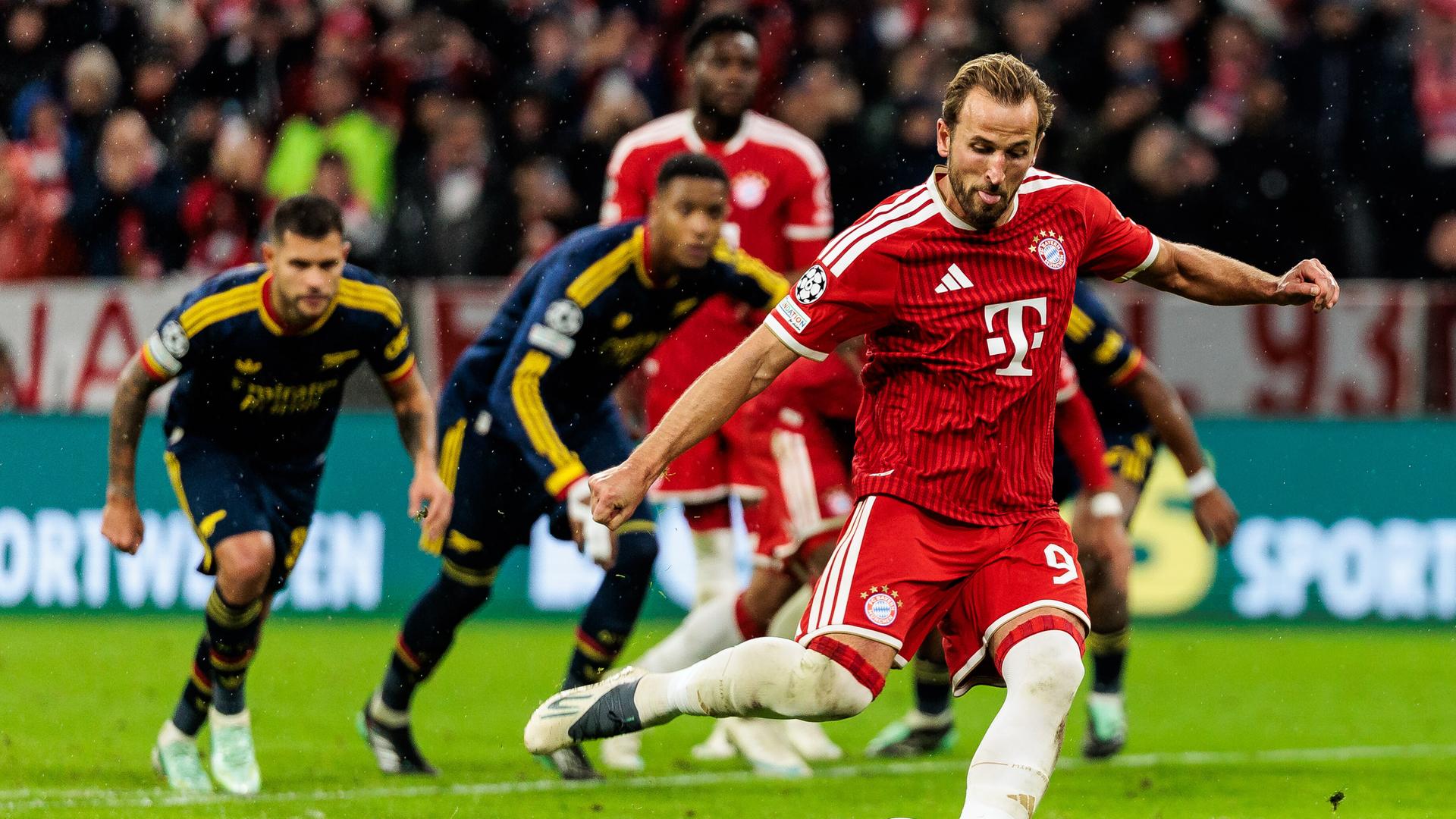 Harry Kane in Aktion im Spiel FC Bayern München gegen FC Arsenal in München.