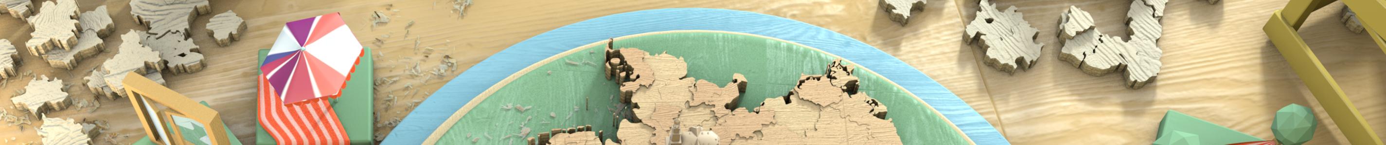 3D-Grafik von einer Deutschland-Karte umringt sechseckigen kleinen Privatgrundstücken