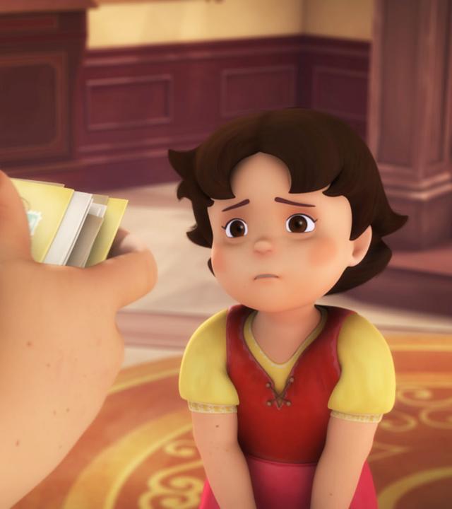 Heidi wartet auf Post von ihrem Großvater. Sie schaut traurig auf die Briefe.