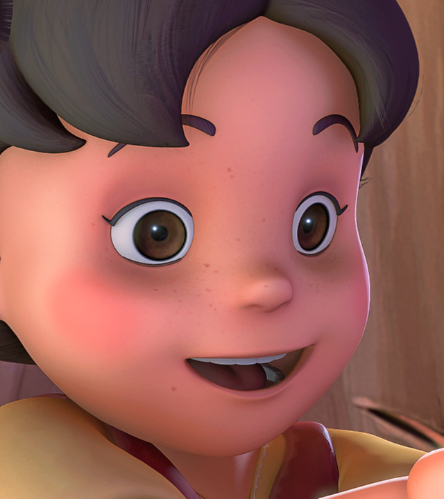 Der Vogel sitzt in Heidis Händen.