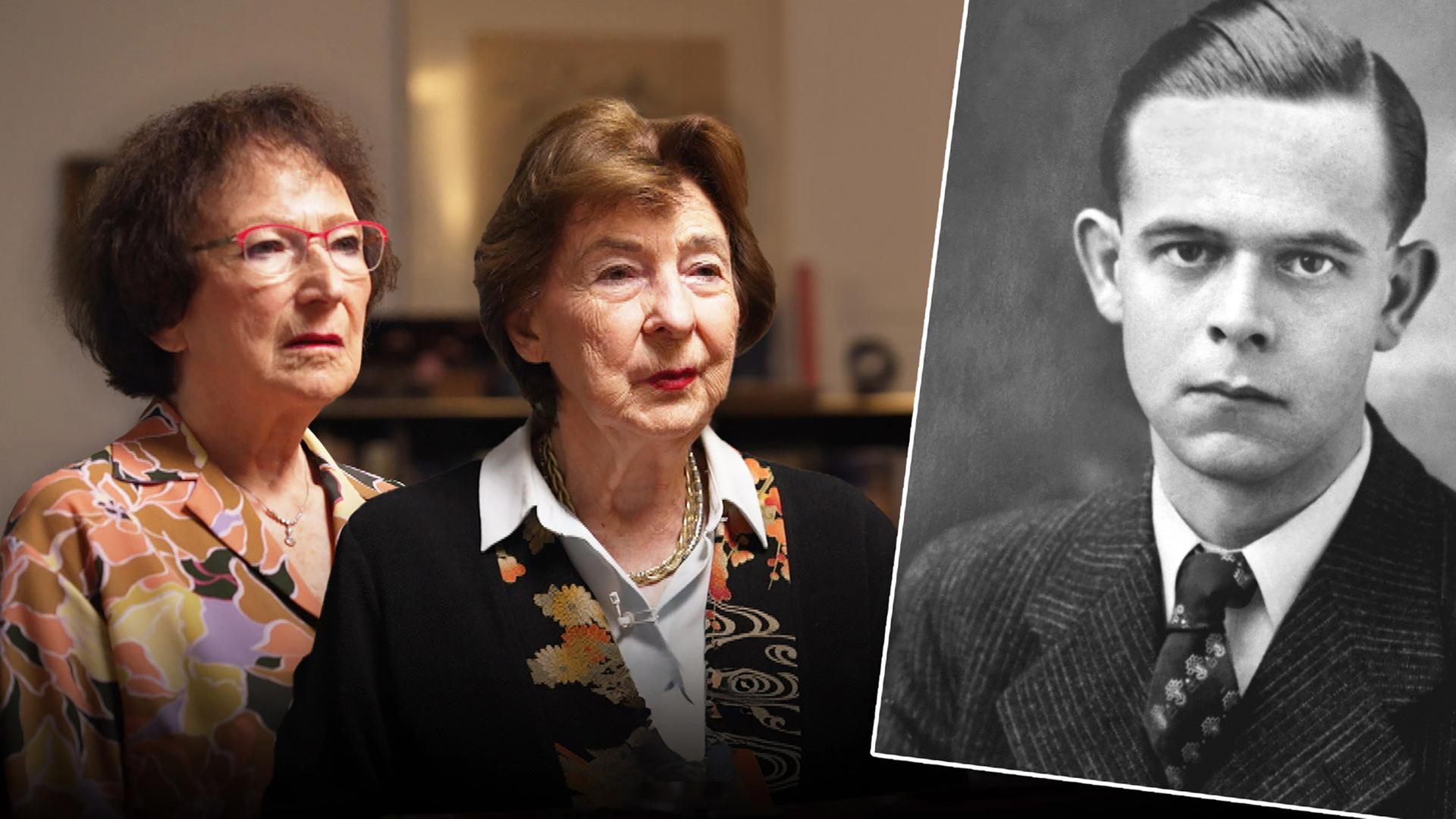 Collage mit zwei ältere Frauen neben einer schwarz-weiss Fotografie eines Mannes