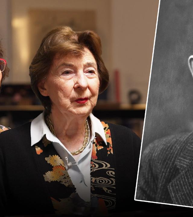 Collage mit zwei ältere Frauen neben einer schwarz-weiss Fotografie eines Mannes