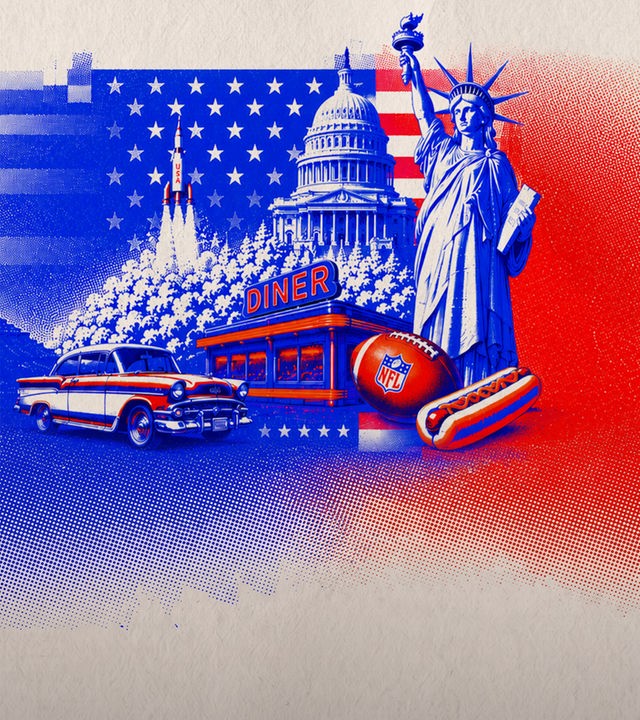 Collage USA, Freiheitsstatue, Diner, Weißes Haus