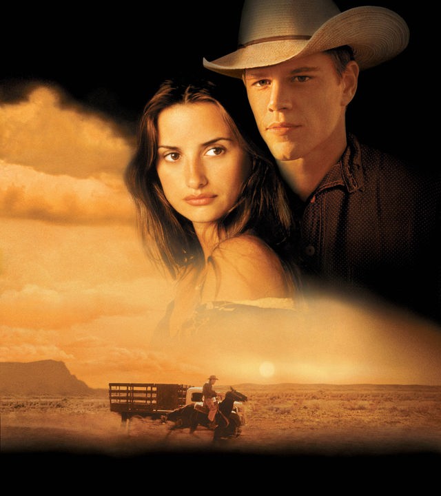 Montage der Hauptdarsteller (Penelope Cruz, Matt Damon) vor schwarzem Hintergrund in einer gelben Wolke.