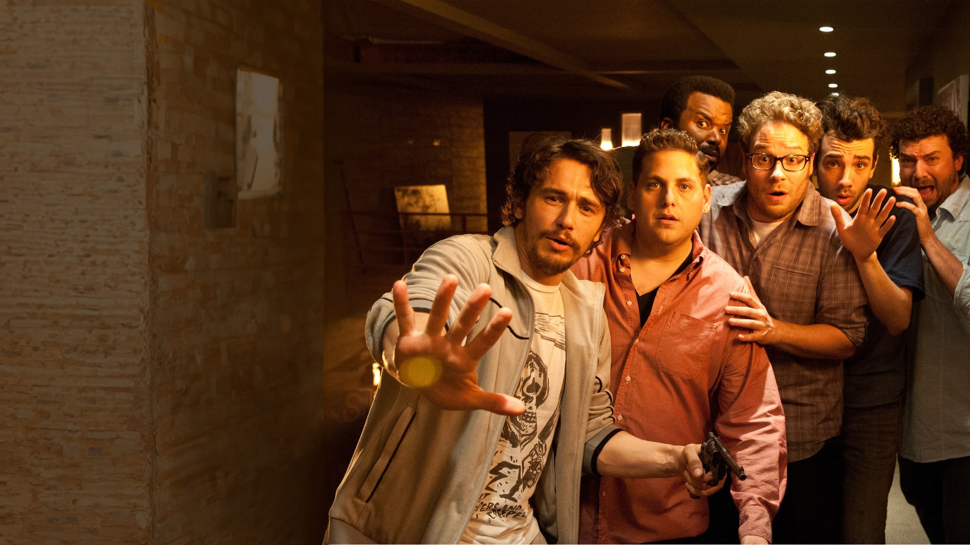 Szenenfoto mit James Franco, Jonah Hill, Craig Robinson, Seth Rogen, Jay Baruchel und Danny McBride.
