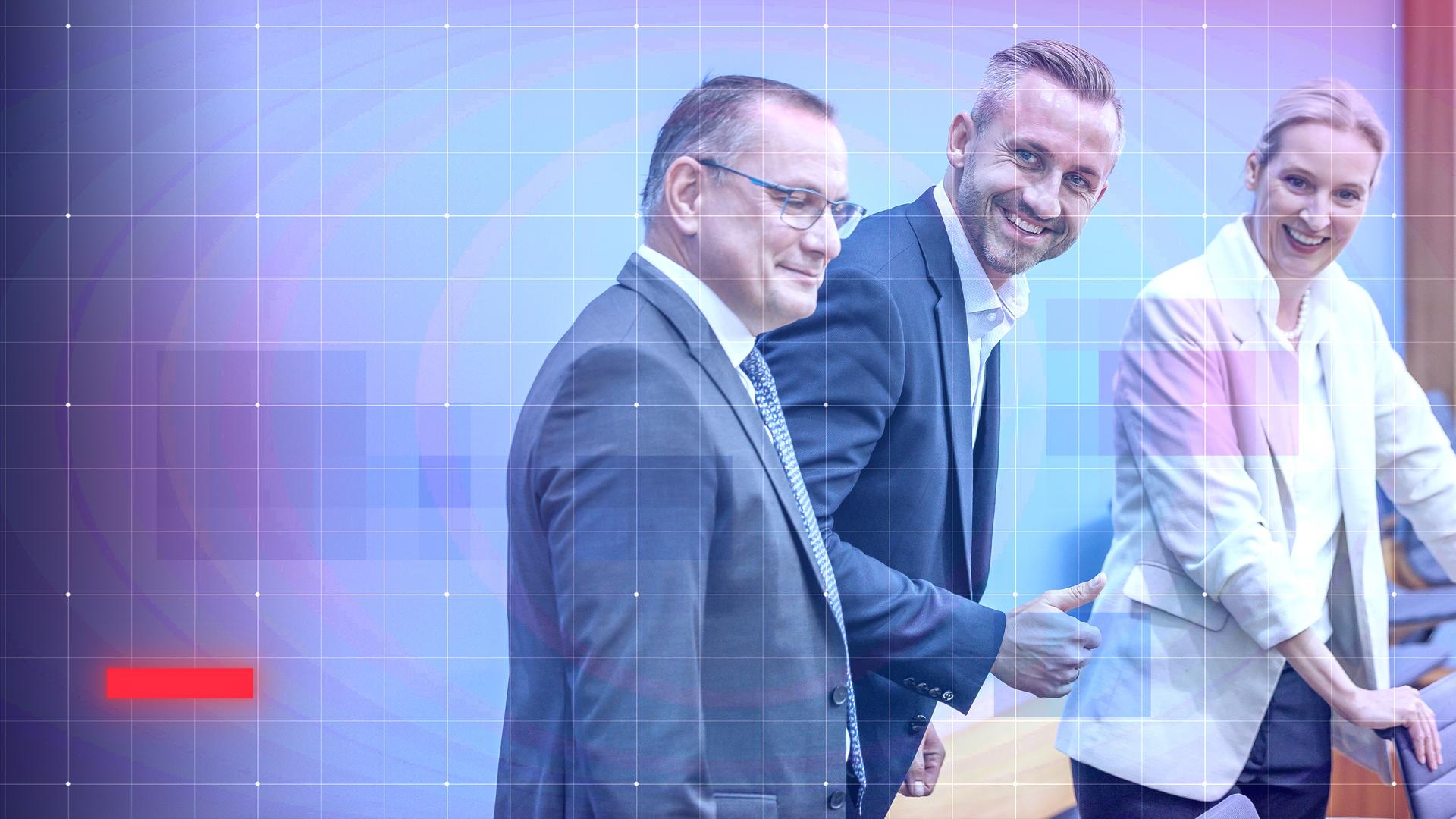 Montage: frontal-Design, Timo Chrupalla, Ulrich Siegmund, Alice Weidel