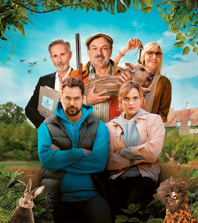 Plakatmotiv zum Film mit Disdier Bourdon, Camille Lou, Hakim Jemili und Thierry Lhermitte.