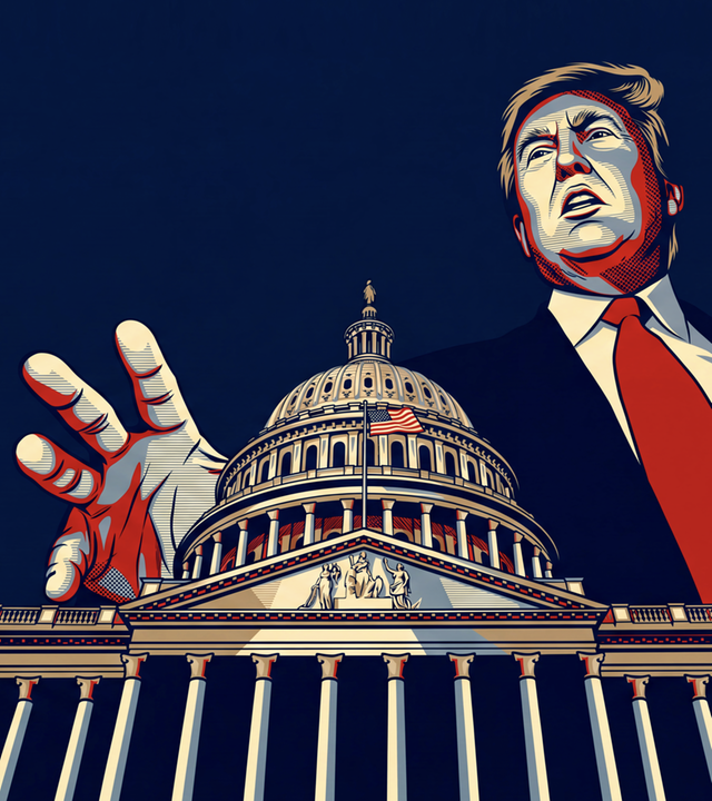 Donald Trump und das Kapitol stilisiert.