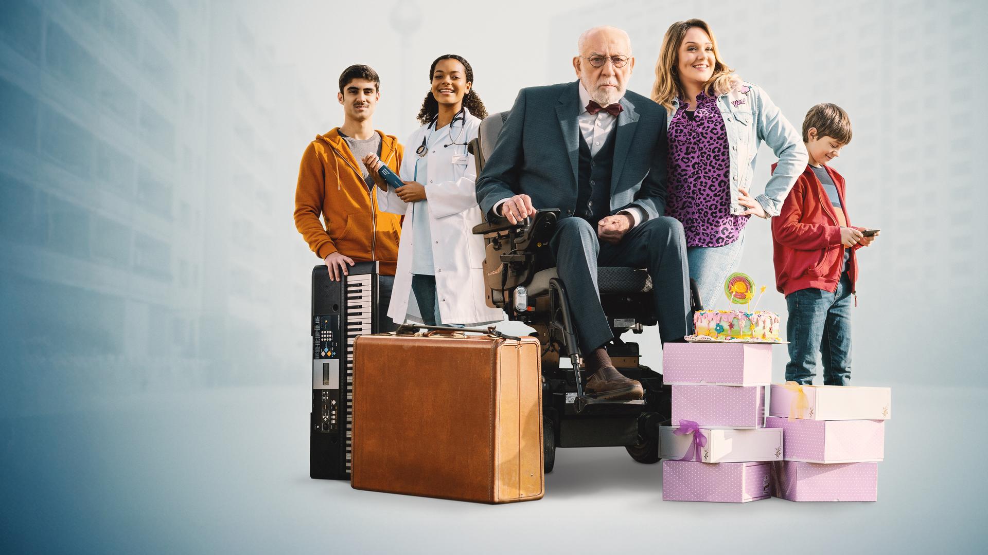 Murat (Julius Gabriel Göze), Afia (Latisha Kohrs), Olaf Hintz (Dieter Hallervorden), Trixie Kuntze (Alwara Höfels), Sean (Lior Kudrjawizki)