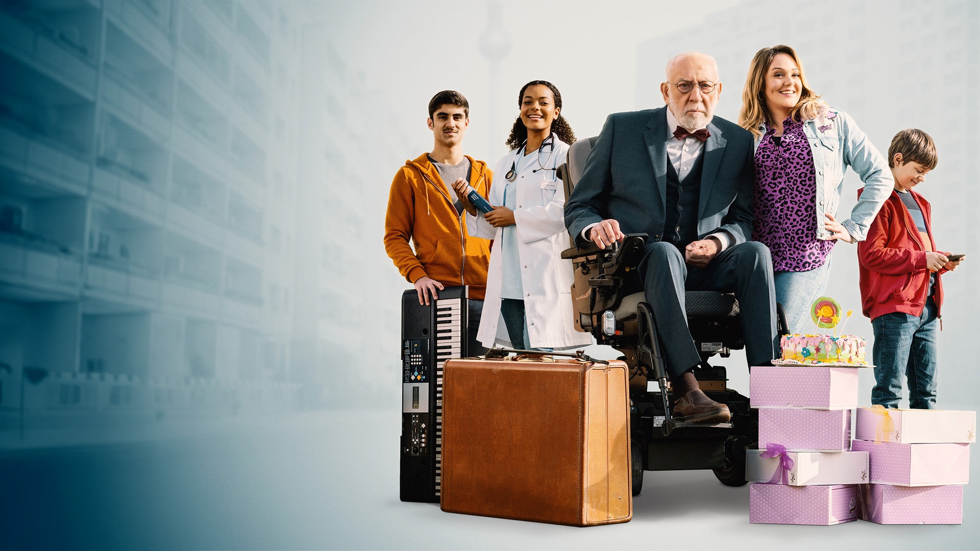 Murat (Julius Gabriel Göze), Afia (Latisha Kohrs), Olaf Hintz (Dieter Hallervorden), Trixie Kuntze (Alwara Höfels), Sean (Lior Kudrjawizki)