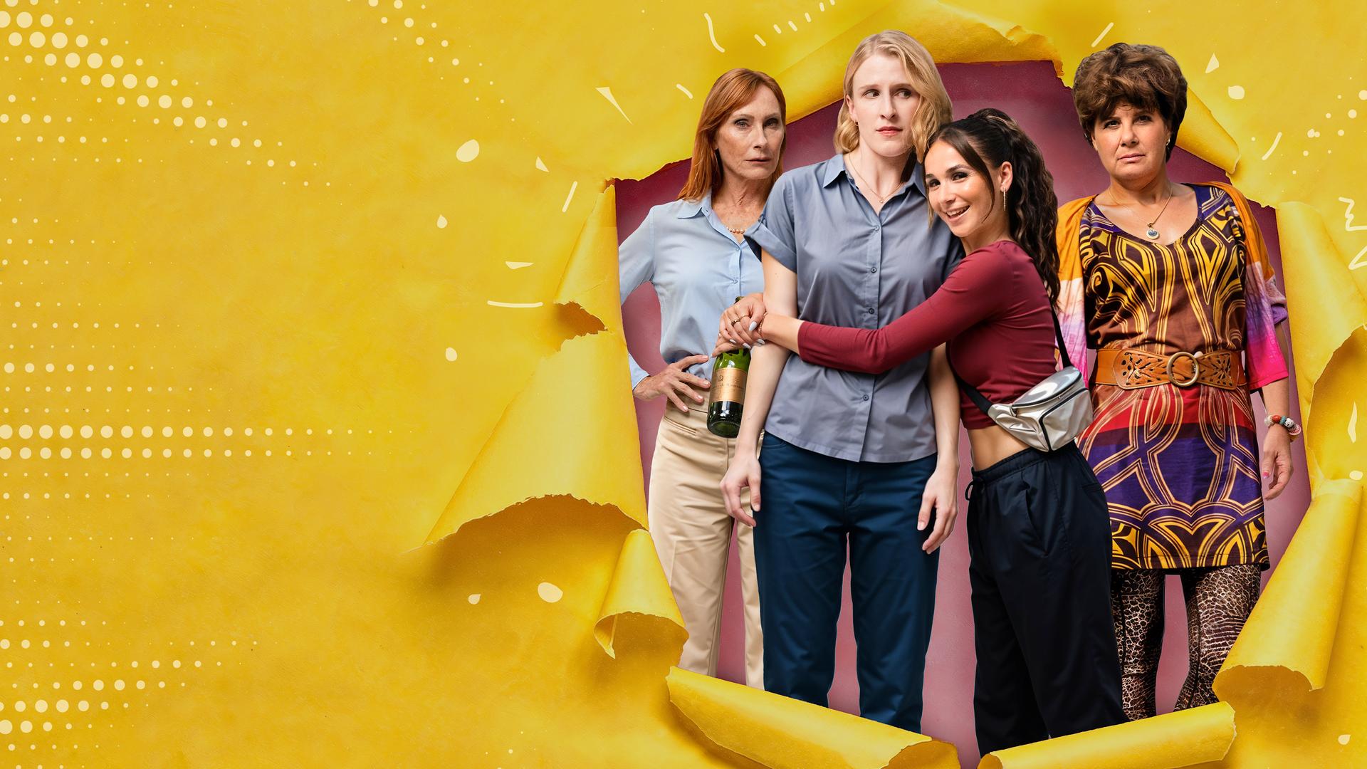 v.l.: Monika Giesinger (Andrea Sawatzki), Sandra Giesinger (Klara Lange), Sandy Koslowski (Cosima Henman) und Gabi Koslowski (Anita Vulesica).