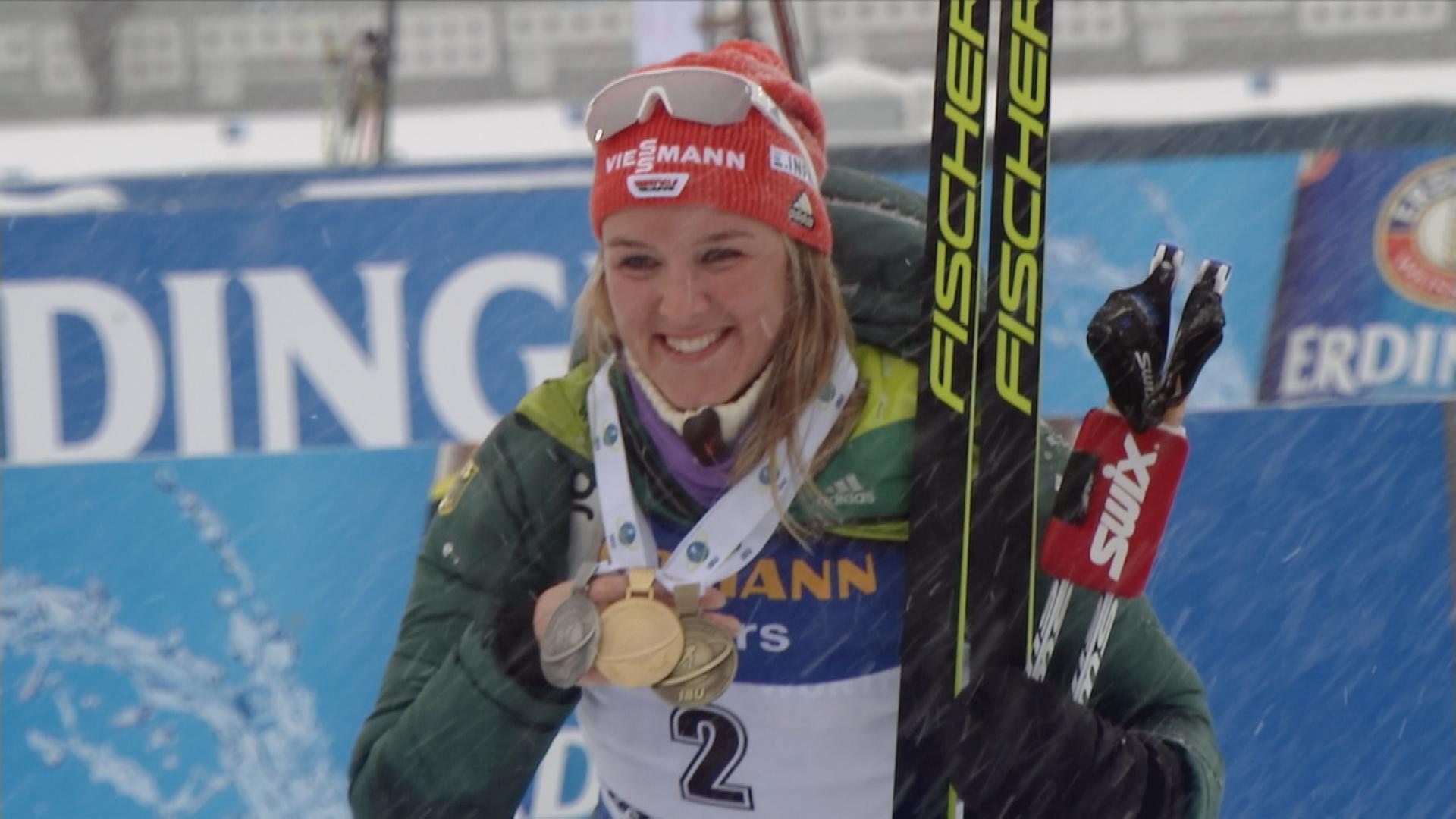 Denise Herrmann mit der Bronze-Medaille