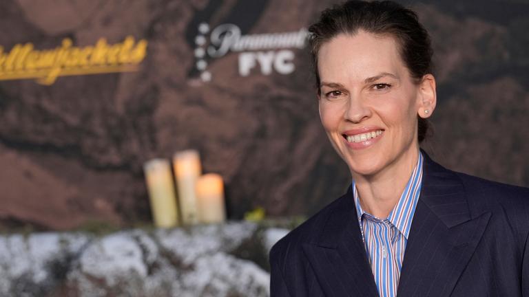 Auf dem Bild zu sehen ist ein Portrait von Schauspielerin Hilary Swank.