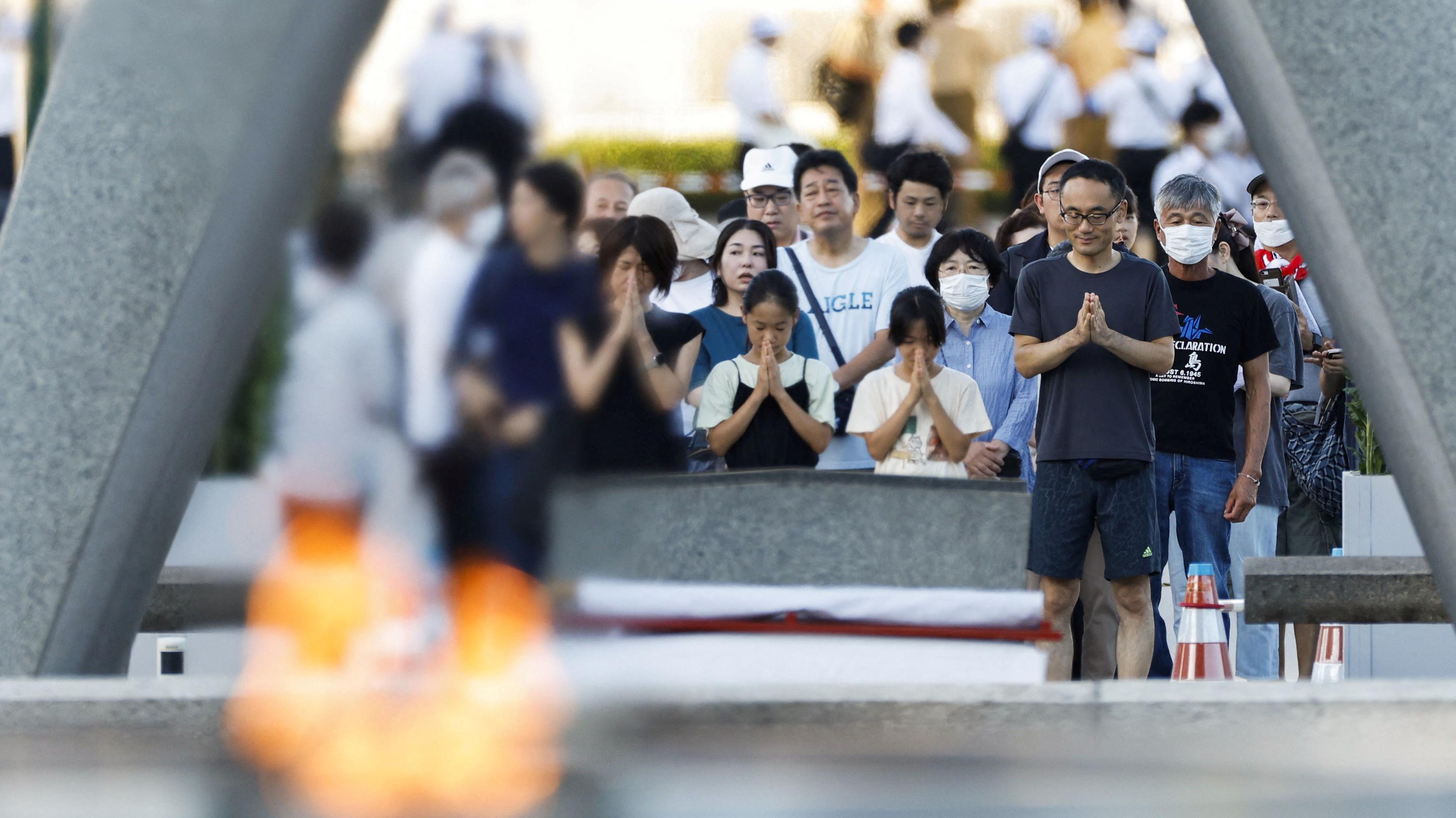 Gedenken am Mahnmal für die Opfer des Atombomben-Abwurfs vor 78 Jahren in Hiroshima