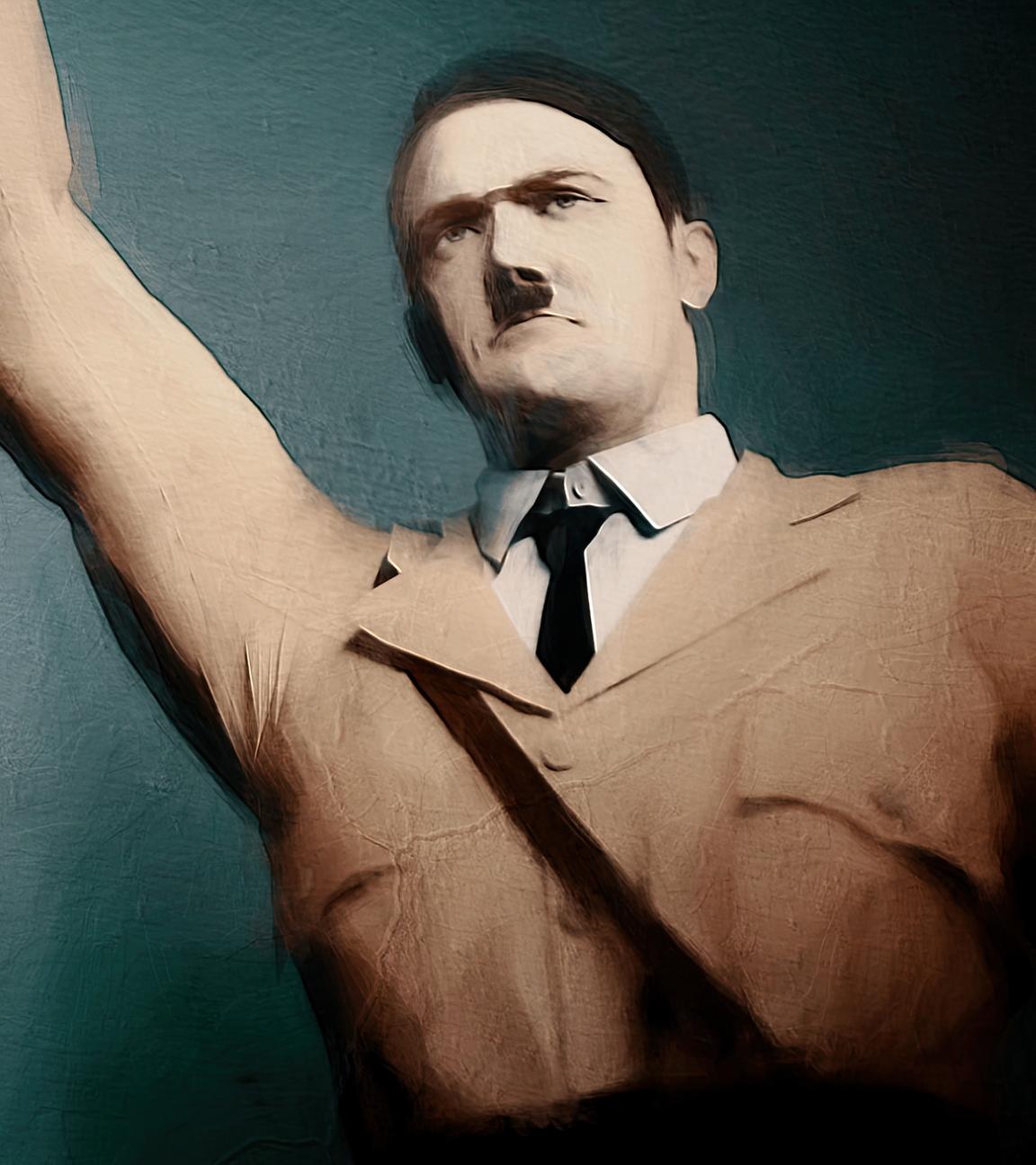 Graphic-Novel-Motiv: Adolf Hitler mit nach oben ausgestrecktem rechten Arm