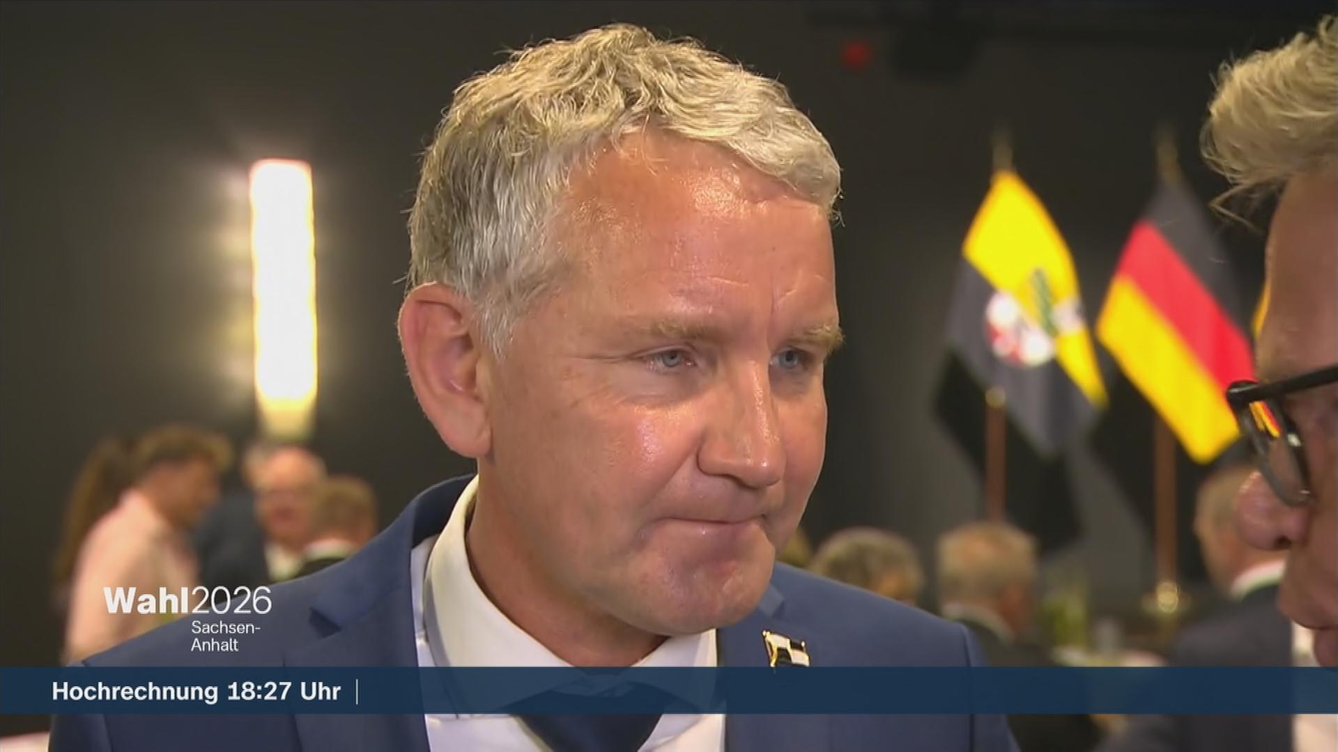 Björn Höcke von der AfD mit einer Reaktion zur Landtagswahl in Sachsen-Anhalt.