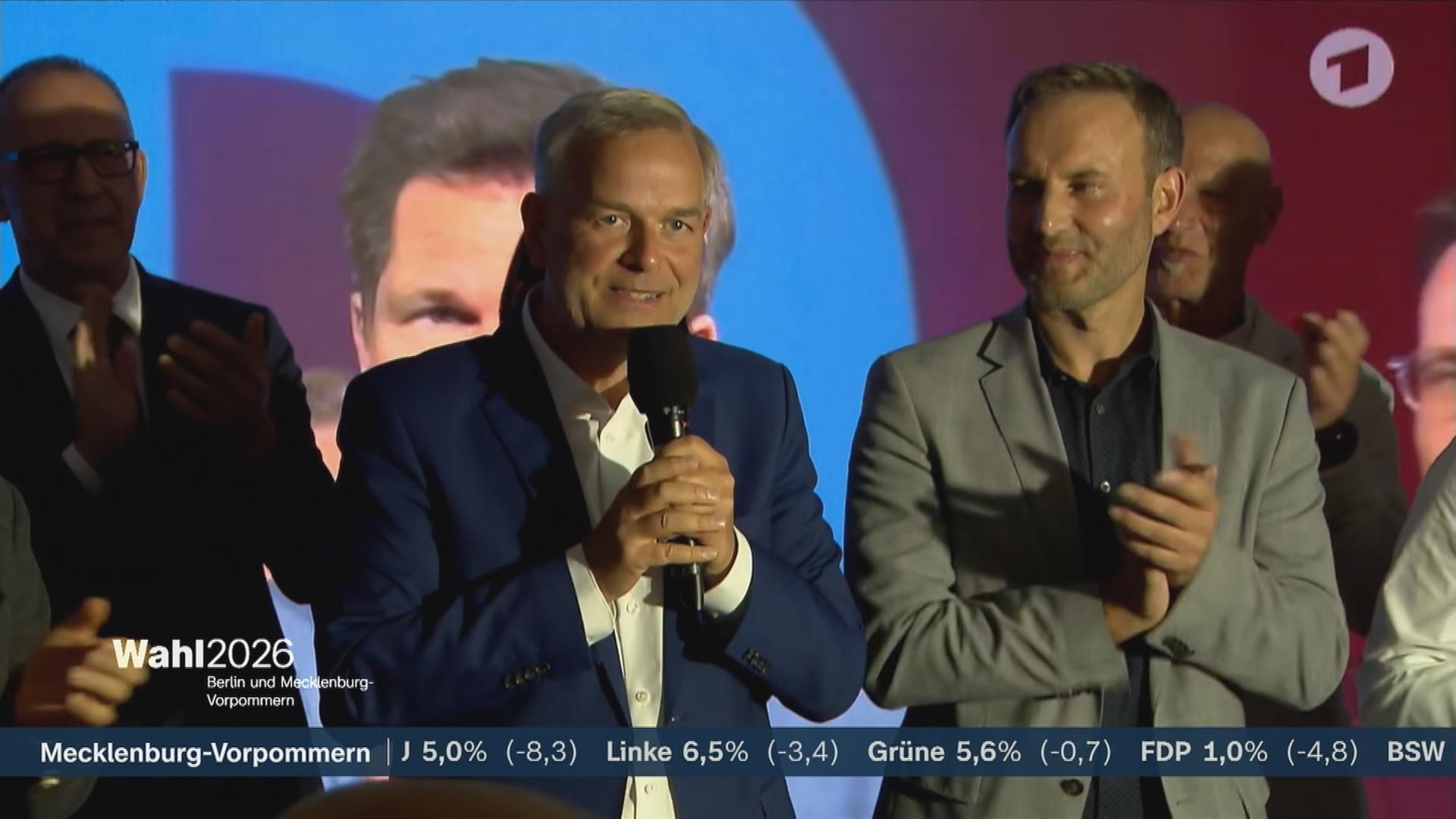 Leif-Erik Holm von der AfD mit einer Reaktion zur Landtagswahl in Mecklenburg-Vorpommern.